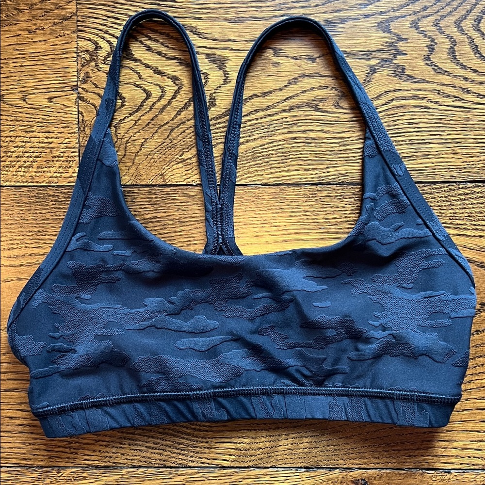 FLEO Black Textured Camo Sports Bra